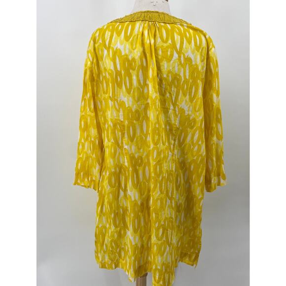 Boden Tunic Mini Dress Embellished Horseshoe Neckline Abstract Printed Yellow 18 - Picture 6 of 9